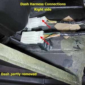 Dash - harness connections, right side