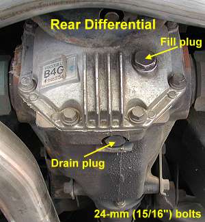 Rear differential drain and filler plugs